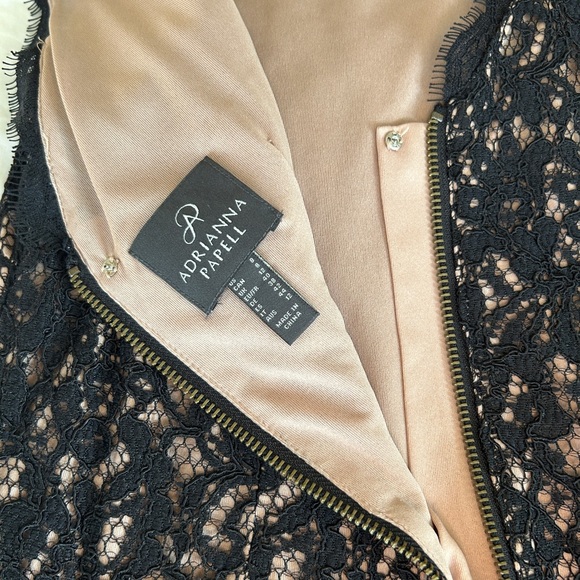 Adrianna Papell Black Lace Dress with Nude Lining - Picture 9 of 10